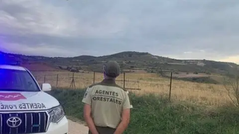 Trasladado al Hospital La Paz el ciclista que perdió el control de su bicicleta en el camino de La Barca de Los Santos de la Humosa Un helicóptero traslada a un ciclista herido tras su caída en el camino de La Barca de Los Santos de la Humosa