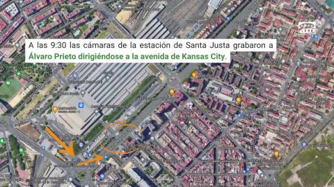 El posible recorrido de &Aacute;lvaro Prieto antes de subirse al techo del tren donde encontraron su cuerpo