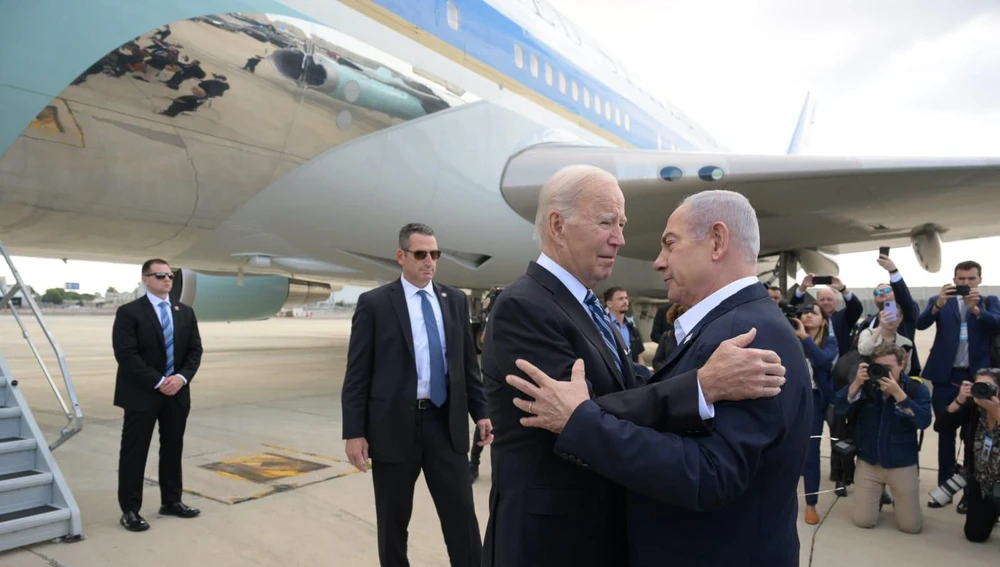 Joe Biden y Netanhayu en una visita oficial en Israel