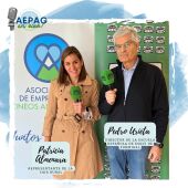 Patricia Almenara y Pedro Urieta, con los micrófonos de Onda Cero Sabiñánigo.