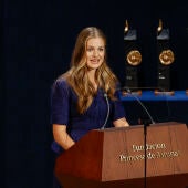 La princesa Leonor, durante su discurso en la gala de la 43º edición de los Premios Princesa de Asturias.