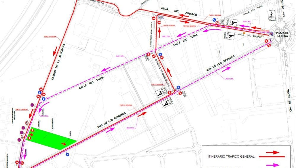 El plano con el dispositivo de tráfico diseñado 