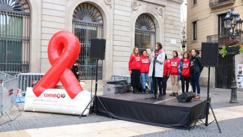 Imatge de l&#39;acte celebrat e Pl.Sant Jaume l&#39;any passat en motiu del Dia de la SIDA (Font: ACN)