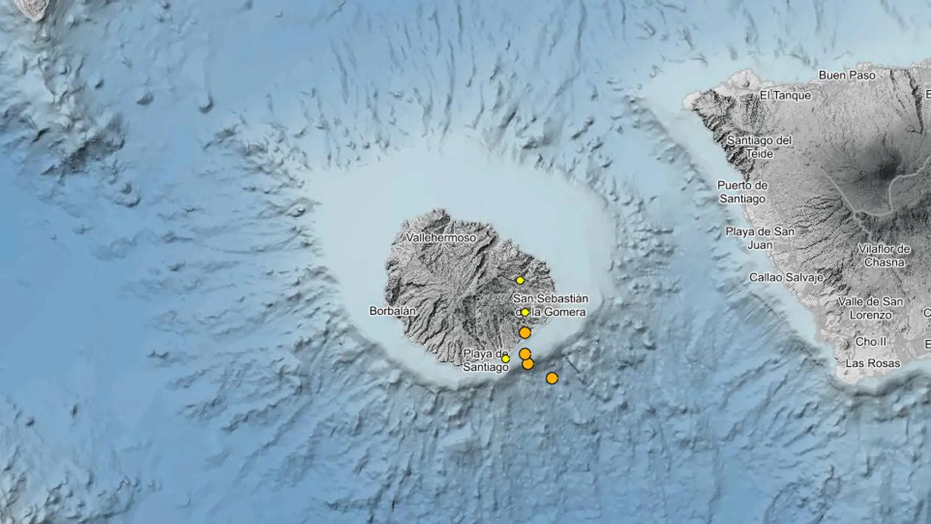Ultimos terremotos registrados en la isla de La Gomera