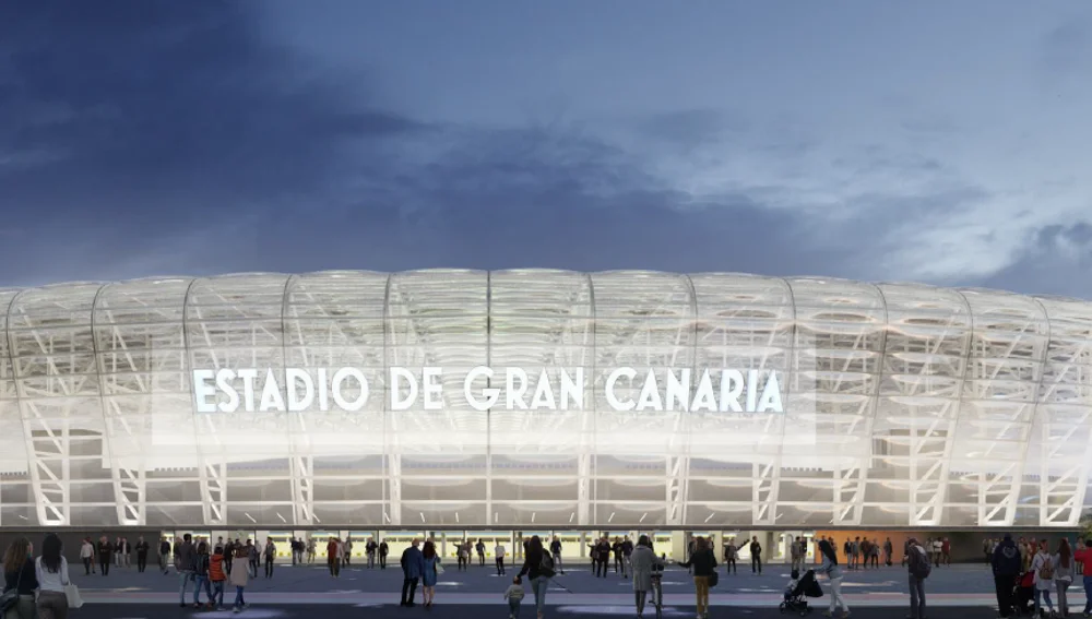 Recreación digital de parte del frontal del nuevo Estadio de Gran Canaria Recreación digital de parte del frontal del nuevo Estadio de Gran Canaria
