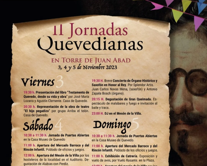 Del 3 al 5 de noviembre celebran las II Jornadas Quevedianas Del 3 al 5 de noviembre celebran las II Jornadas Quevedianas