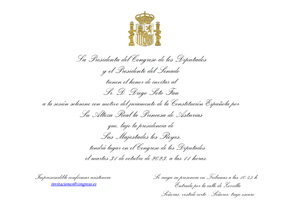 El riojano Diego Soto, invitado a la Jura de la Constitución de la princesa Leonor El riojano Diego Soto, invitado a la Jura de la Constitución de la princesa Leonor