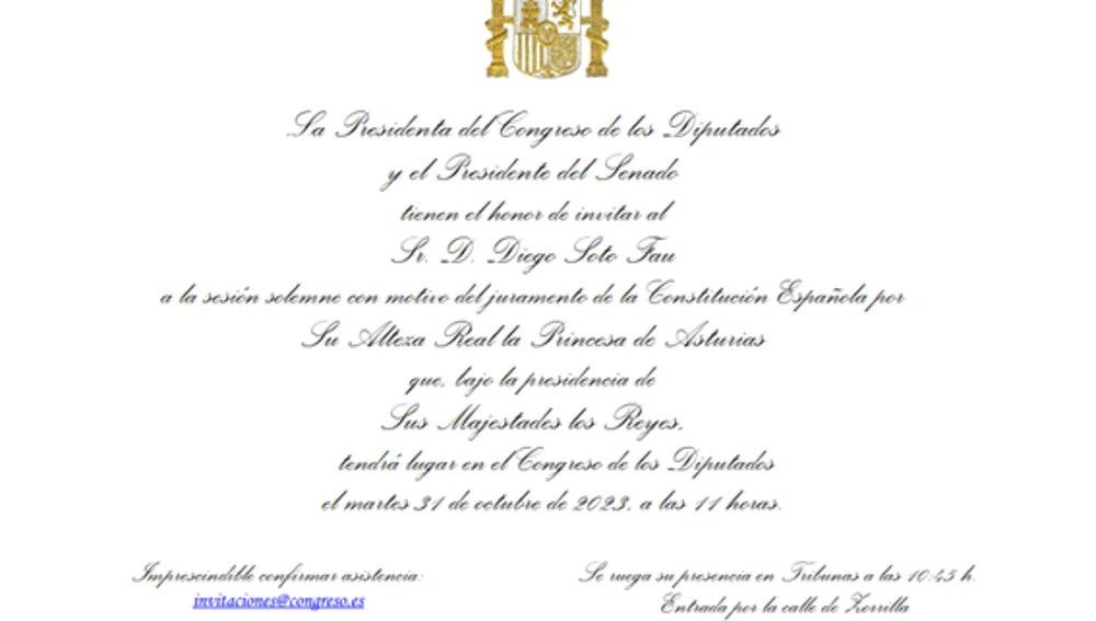 Invitación Jura Constitución Leonor