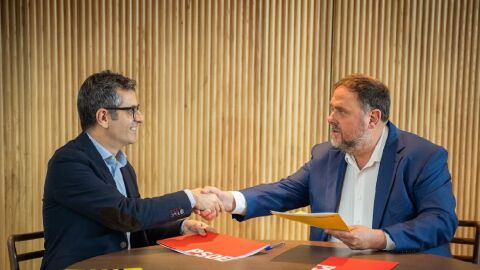 Bola&ntilde;os y Junqueras tras el acuerdo de PSOE y ERC para la investidura de S&aacute;nchez