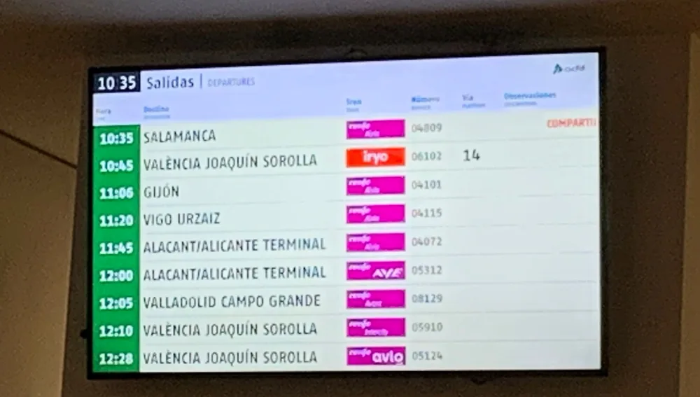 Pantalla de Renfe Pantalla de Renfe