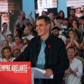 Pedro Sánchez durante un mitin del PSOE
