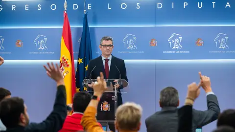 El ministro de la Presidencia, Félix Bolaños, explica en rueda de prensa en el Congreso de los Diputados los pormenores de la ley de amnistía El ministro de la Presidencia, Félix Bolaños, explica en rueda de prensa en el Congreso de los Diputados los pormenores de la ley de amnistía