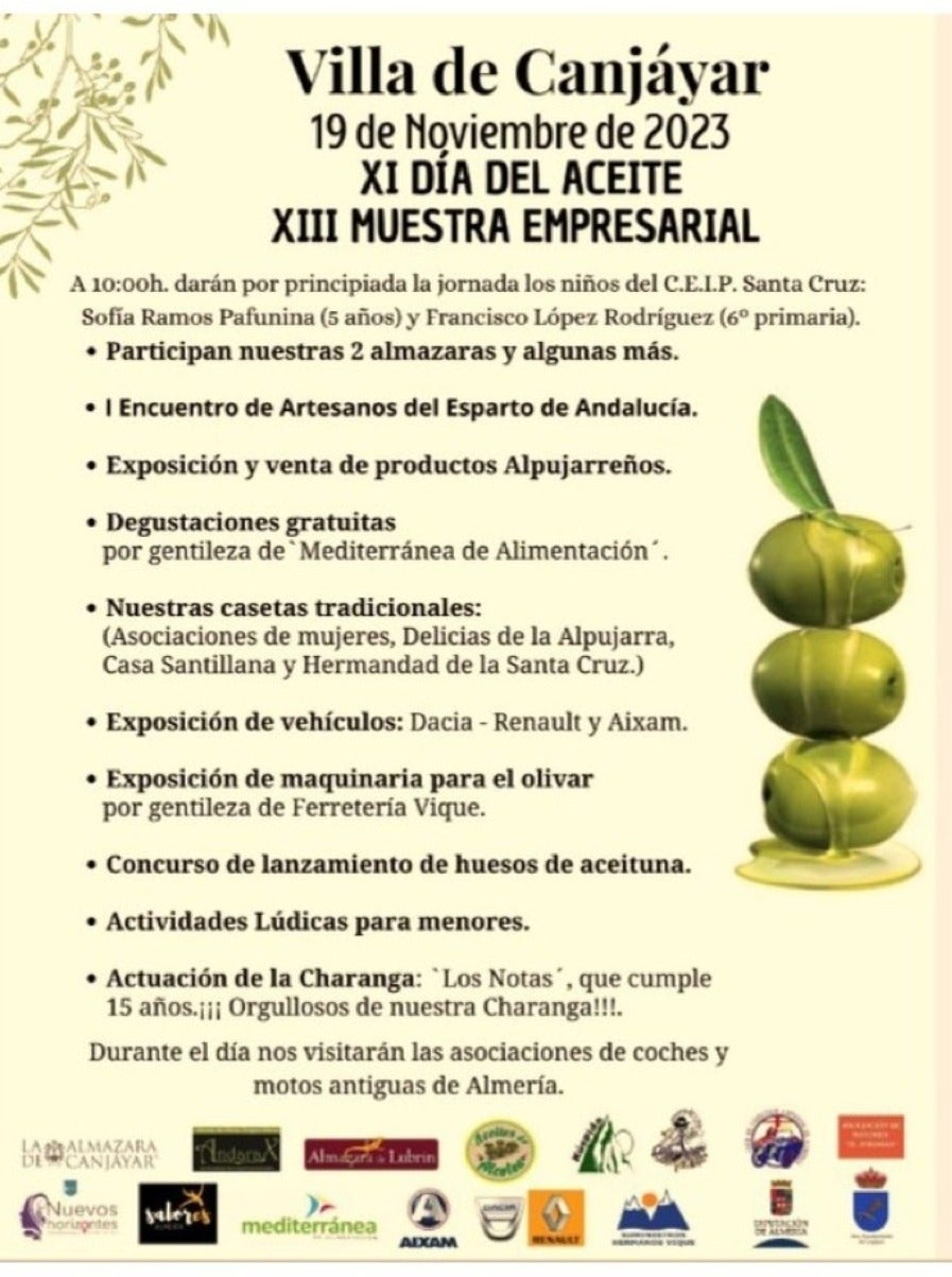 El 11º Día del Aceite de Canjáyar estrena el I Encuentro de artesanos del esparto de Andalucía El 11º Día del Aceite de Canjáyar estrena el I Encuentro de artesanos del esparto de Andalucía