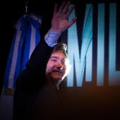 Javier Milei tras su victoria en las elecciones argentinas