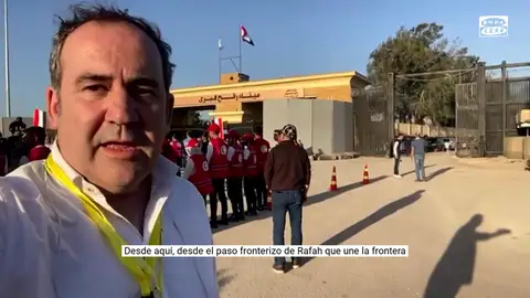 Imágenes del paso fronterizo de Rafah con camiones de ayuda humanitaria en la entrada Imágenes del paso fronterizo de Rafah con camiones de ayuda humanitaria en la entrada