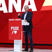 El expresidente del Gobierno, José Luis Rodríguez Zapatero, en el acto del PSOE en Madrid