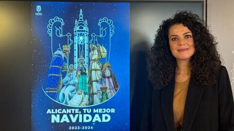 La concejala de Fiestas, Cristina Cutanda, con el cartel de este año La concejala de Fiestas, Cristina Cutanda, con el cartel de este año