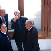 El jefe de la diplomacia europea, Josep Borrell; el ministro de Exteriores de España, José Manuel Albares; su homólogo egipcio, Sameh Shoukry; y el secretario general de la UpM, Nasser Kame.