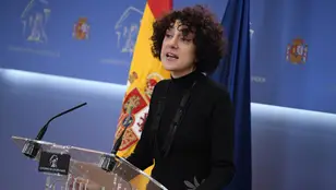La diputada de Sumar Aina Vidal durante una rueda de prensa posterior a la reunión de la Junta de Portavoces