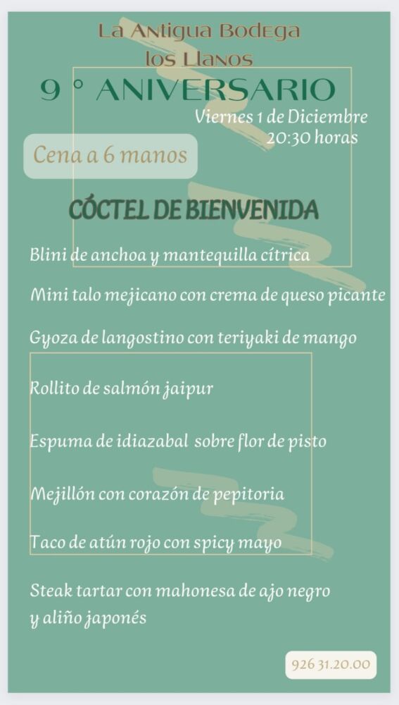 Cena a 6 manos del 9º aniversario