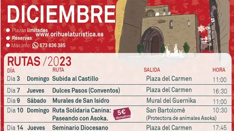 Turismo programa unas rutas de diciembre solidarias, con ASOKA, con belenes y dulces conventuales Rutas turisticas