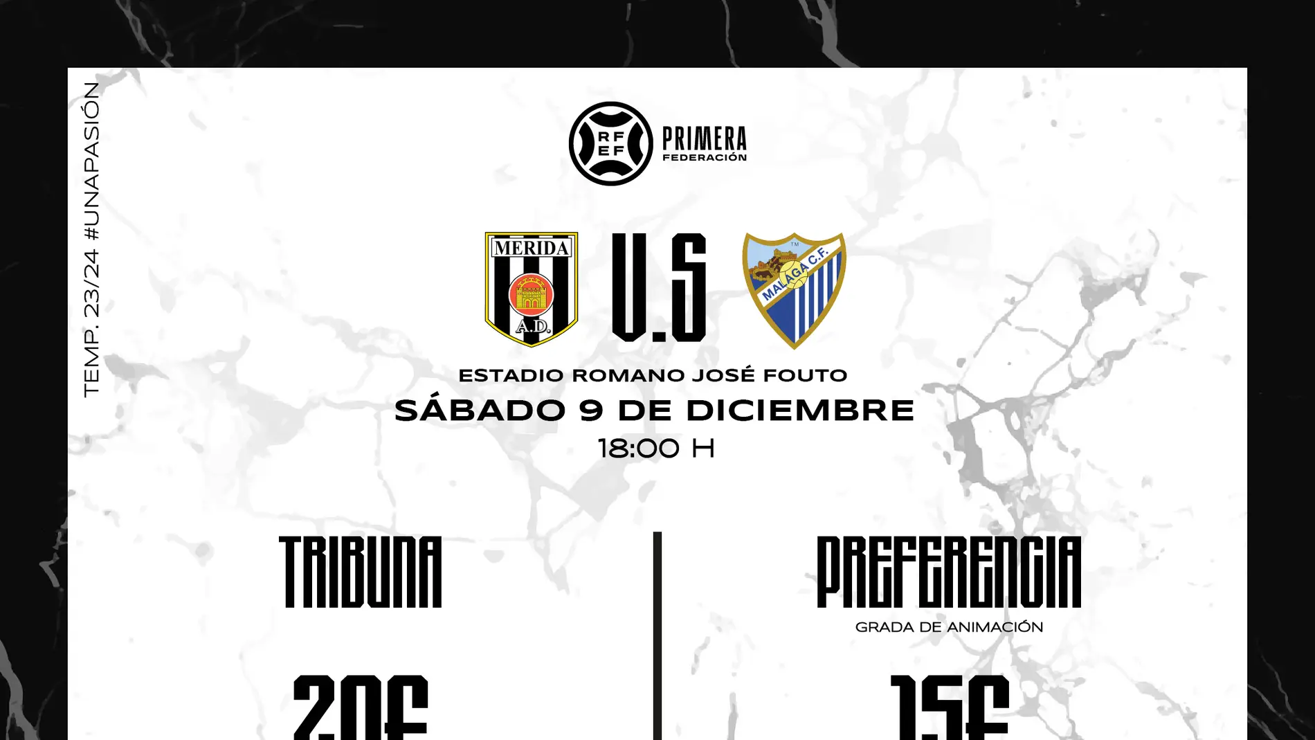 El partido entre el AD Mérida y el Málaga CF adelanta al sábado 9 a las 18 horas
