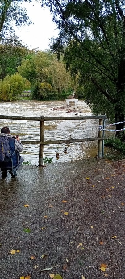 Cerradas las pasarelas del Club Natación por el aumento del caudal del río Arga Cerradas las pasarelas del Club Natación por el aumento del caudal del río Arga
