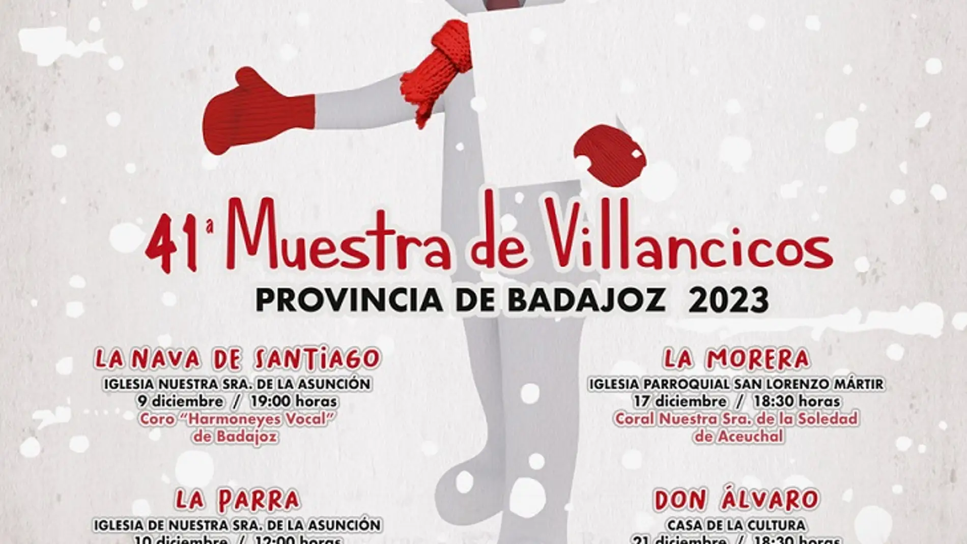 La 41º Muestra de Villancicos llegará a ocho localidades pacenses entre el 9 y el 23 de diciembre