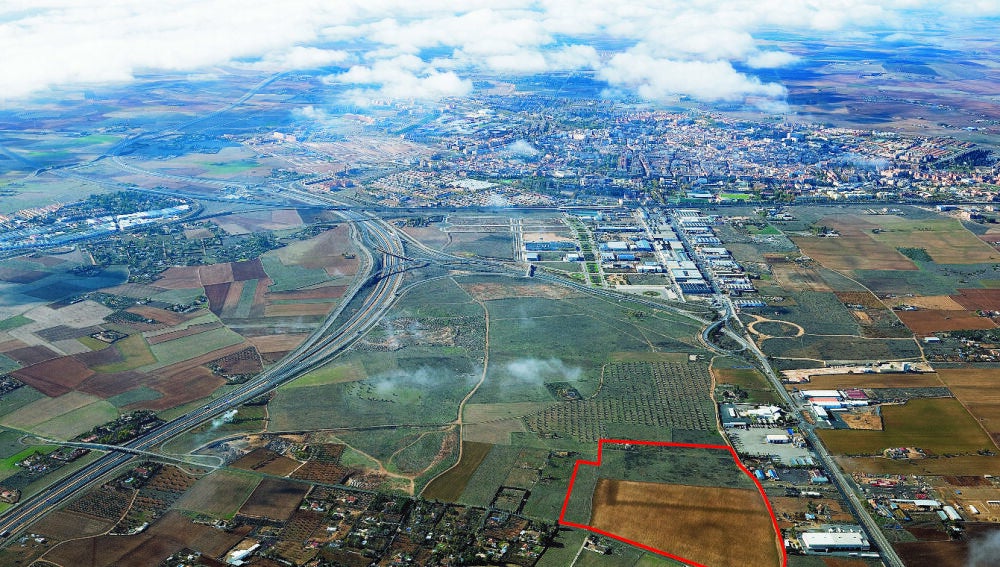 La zona marcada en rojo es donde se construirá el polígono industrial