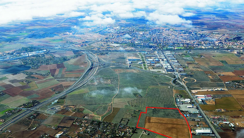 La zona marcada en rojo es donde se construirá el polígono industrial
