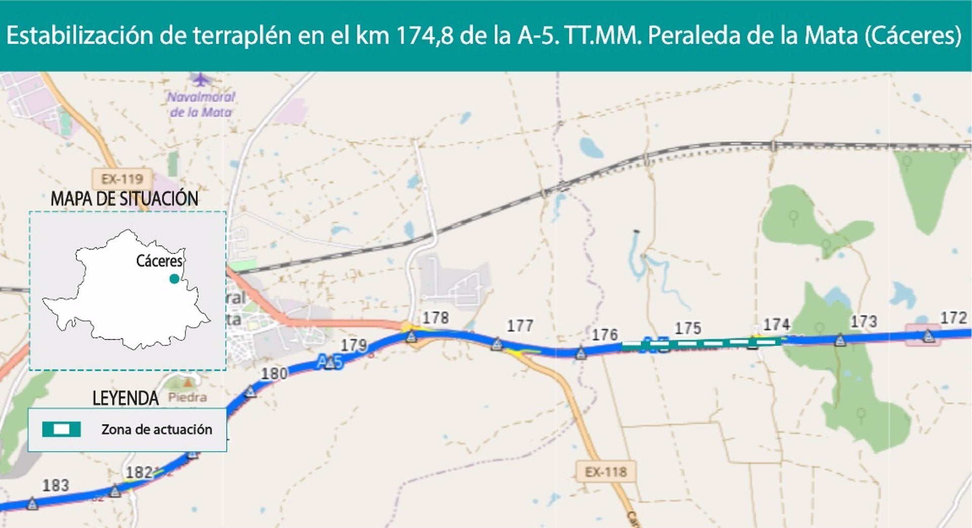Transportes formaliza las obras de estabilización de un talud de la autovía A-5 en Peraleda de la Mata Transportes formaliza las obras de estabilización de un talud de la autovía A-5 en Peraleda de la Mata