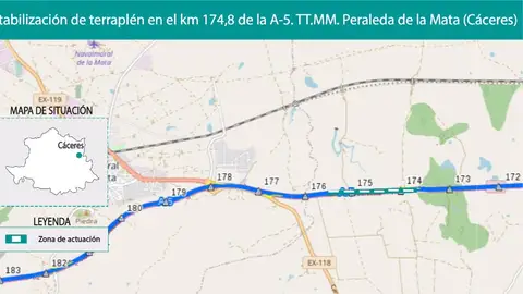 Transportes formaliza las obras de estabilización de un talud de la autovía A-5 en Peraleda de la Mata Transportes formaliza las obras de estabilización de un talud de la autovía A-5 en Peraleda de la Mata