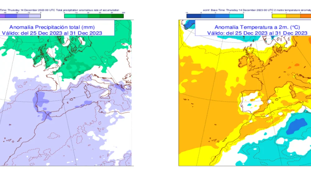 Anomalías de lluvia y temperatura del 25 al 31 de diciembre Anomalías de lluvia y temperatura del 25 al 31 de diciembre