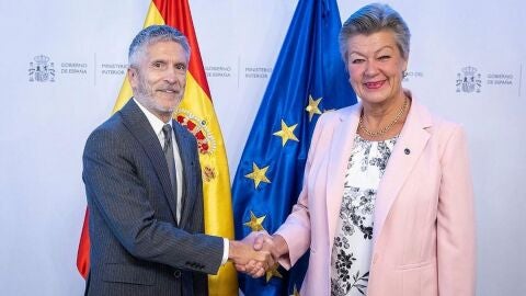 El ministro del Interior, Fernando Grande-Marlaska, y la comisaria de Interior de la Unión Europea, Ylva Johansson, 