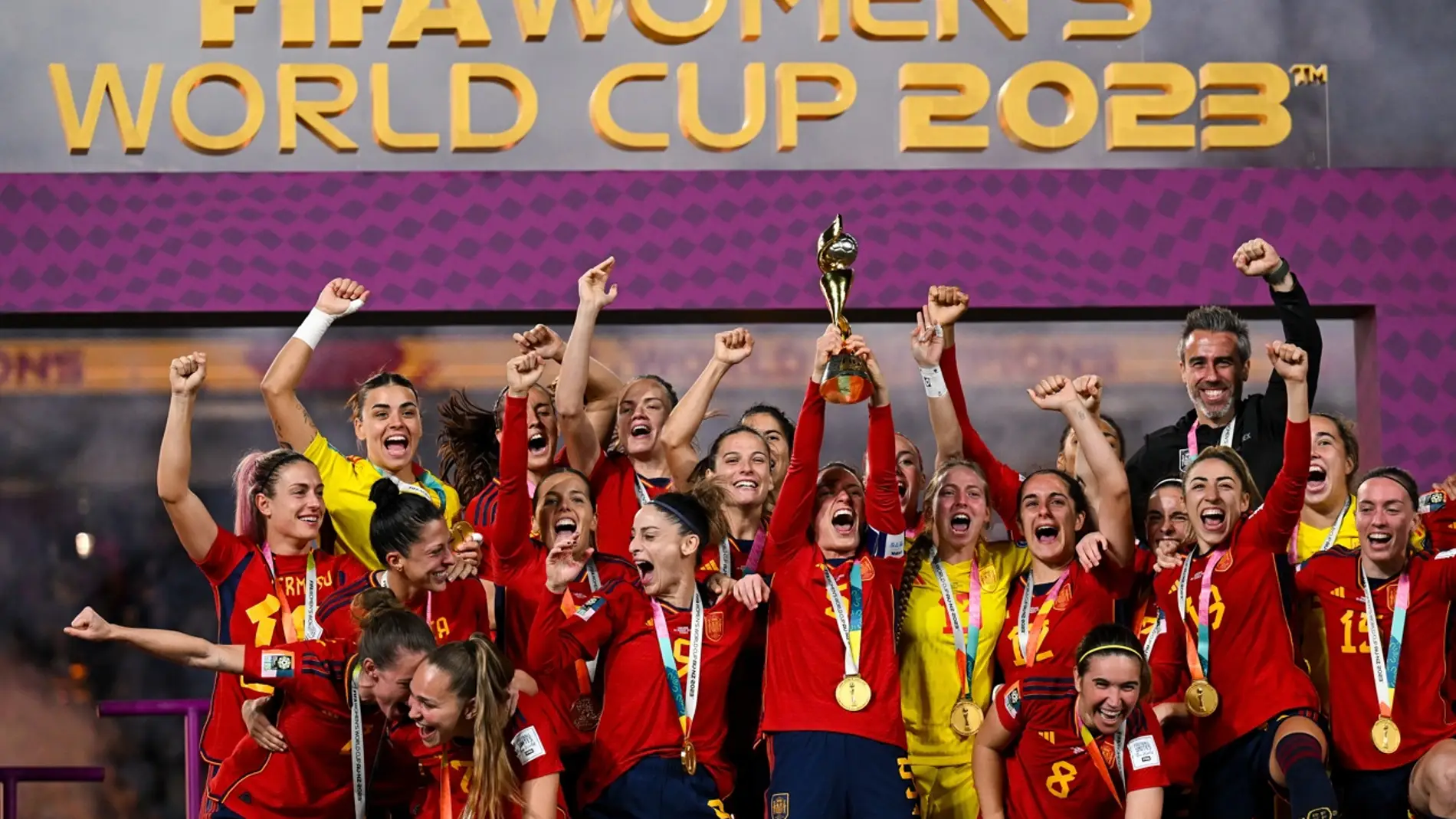 La selección española celebra el Mundial
