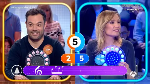 El segundo duelo musical de Edu Pìdal y Rocío Martínez en Pasapalabra con la pista más complicada de la historia El segundo duelo musical de Edu Pìdal y Rocío Martínez en Pasapalabra con la pista más complicada de la historia