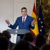 El presidente del Gobierno, Pedro Sánchez, durante su comparecencia comparece para explicar el decreto que prorroga el escudo social 