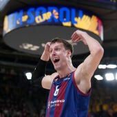 Jan Vesely celebra la victoria ante el Real Madrid en la Euroliga