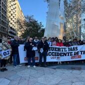 Clarimón y de las Morenas durante la concentración en Zaragoza