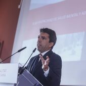 El 'president' de la Generalitat, Carlos Mazón, interviene durante la presentación del Plan Valenciano para la Salud Mental y las Adicciones 2024-2027.