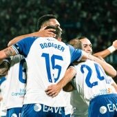 Los jugadores del Tenerife celebran un gol a Las Palmas en el derbi de Copa del Rey