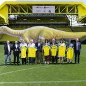 Imagen de la ráplica del Prothathlitis cinctorrensis, el dinosaurio del Villarreal CF. Imagen de la ráplica del Prothathlitis cinctorrensis, el dinosaurio del Villarreal CF.