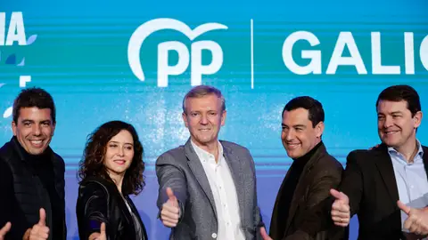 Líderes autonómicos del PPdeG, incluido los presidentes gallego Alfonso Rueda Ayuso pide "arrasar" en las urnas en Galicia para que nacionalistas "no se hagan con todo"