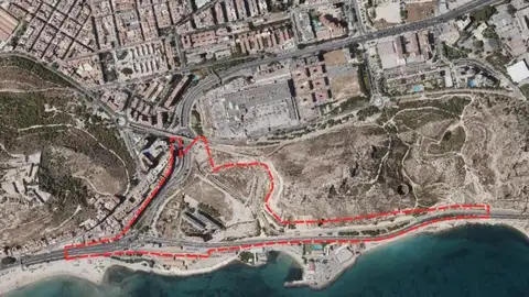 Delimitación del área afectada en La Sangueta Delimitación del área afectada en La Sangueta