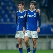 Marco Esteban y Jaime Vázquez los dos juveniles que debutaron con el Real Oviedo ante el Amorebieta