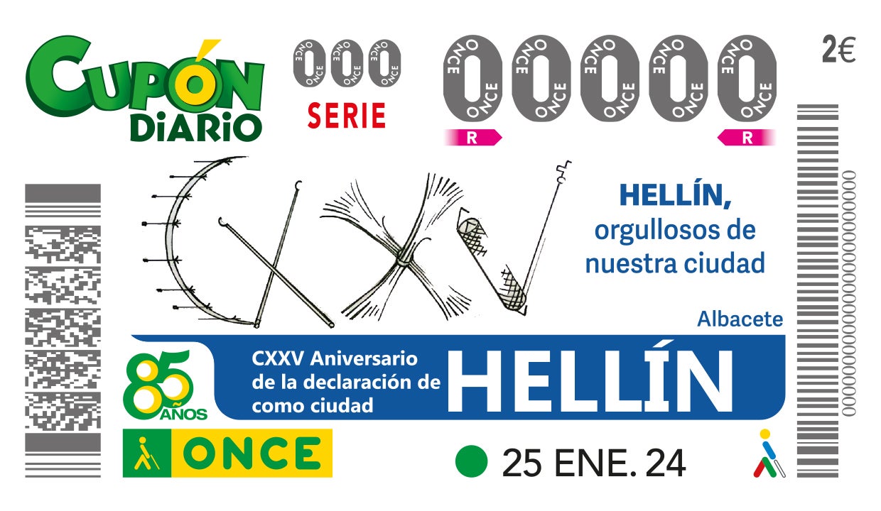 La ONCE dedica un cupón al 125º aniversario del nombramiento de Hellín como ciudad La ONCE dedica un cupón al 125º aniversario del nombramiento de Hellín como ciudad