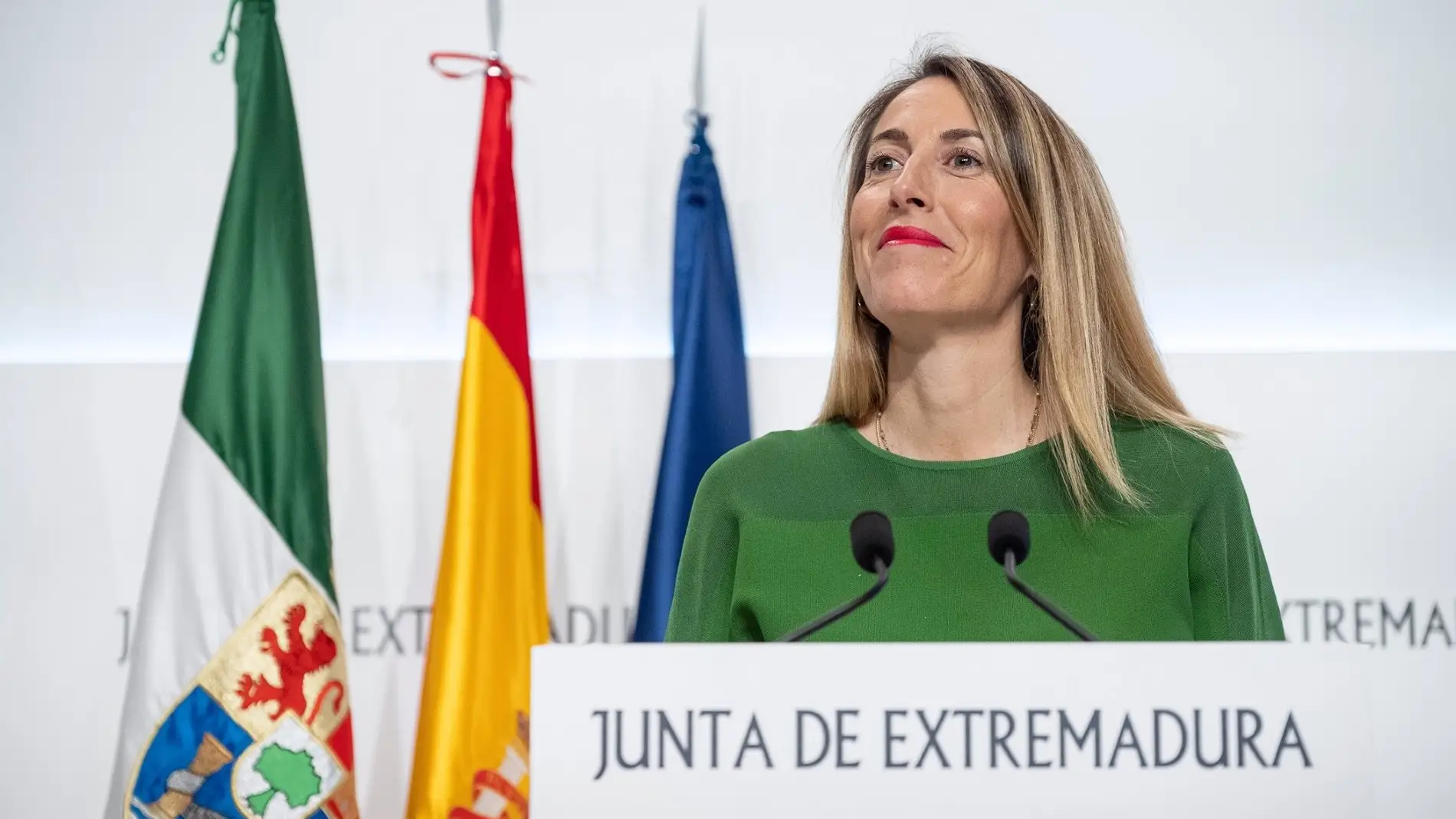 La presidenta extremeña María Guardiola participa este jueves en Madrid en un desayuno informativo organizado por Club Siglo XXI