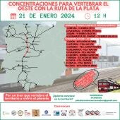 El domingo 21 de enero diversas concentraciones reclamarán la recuperación del Tren "Ruta de la Plata" a lo largo de este eje