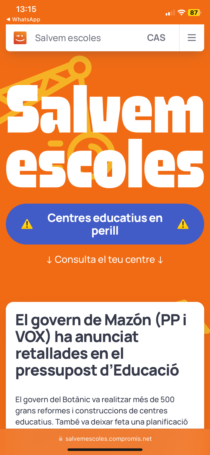 Compromís crea 'Salvem Escoles', sobre "recortes y bloqueos" a la construcción de colegios Compromís crea 'Salvem Escoles', sobre "recortes y bloqueos" a la construcción de colegios