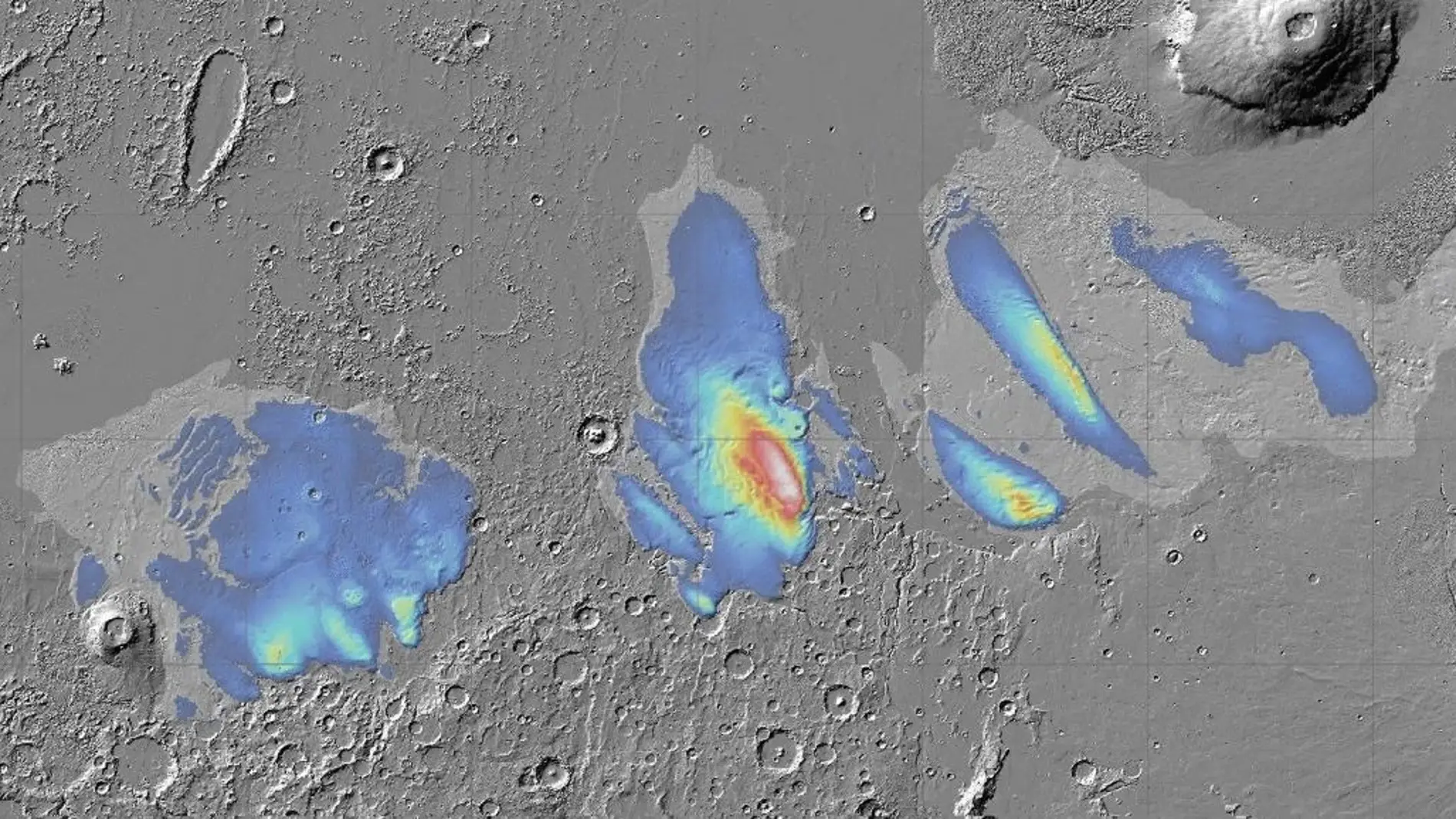 Mapa de espesor potencial del hielo en el MFF, en Marte.